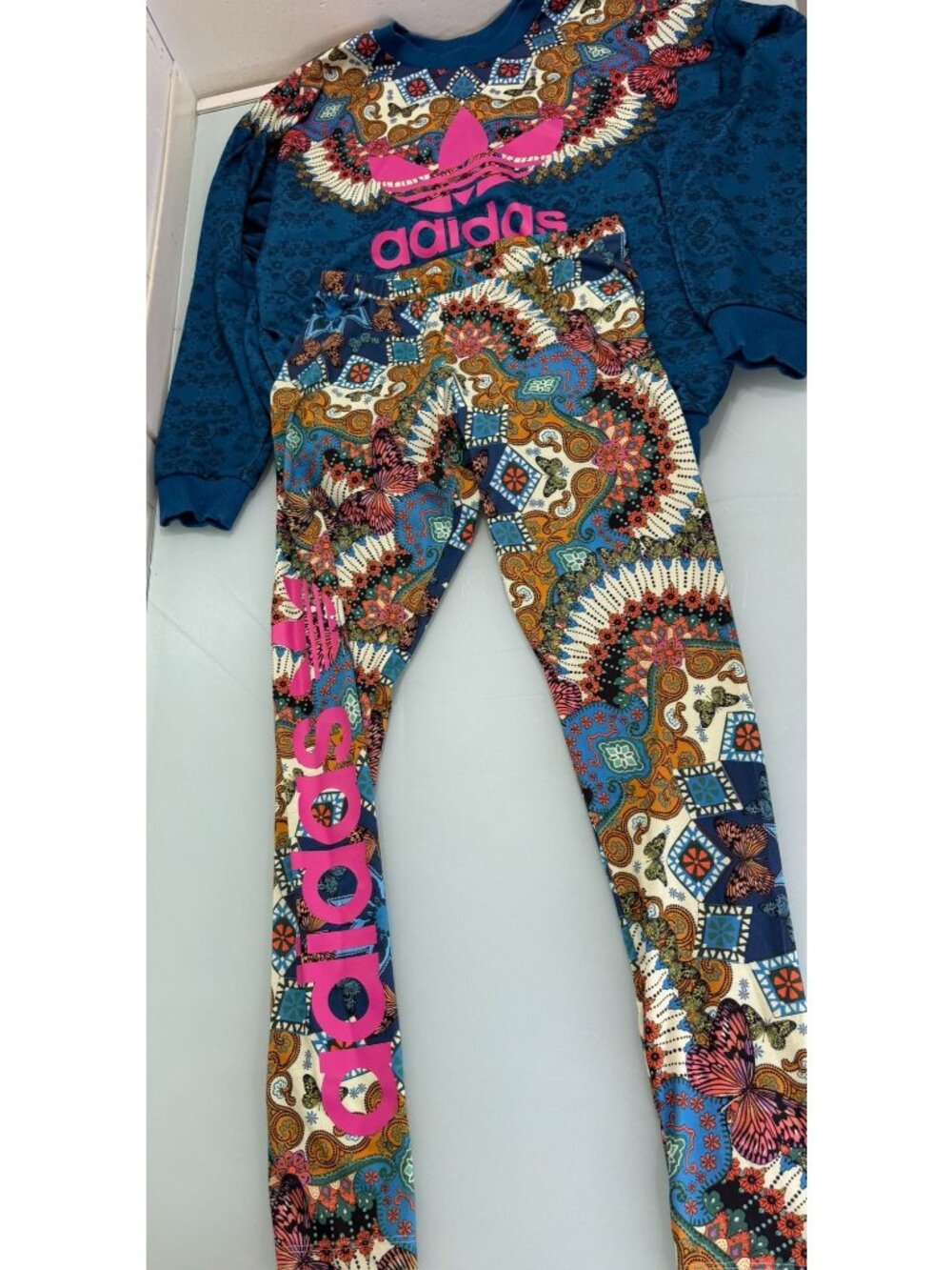 Adidas X Farm Borbomix Firebird 2 Pc set Sweatshirt Pullover Leggings Women's S